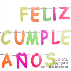 GUIRNALDA FRASE FELIZ CUMPLEAOS FLUO GIGANTE x 1